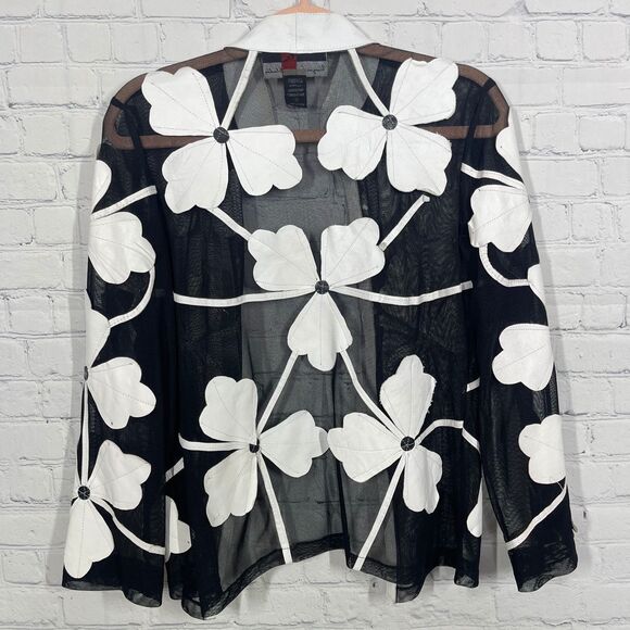 Unique Leather Studio Cover Up Jacket Leather Sheer Medium Fairy Wedding Coat - Picture 3 of 9